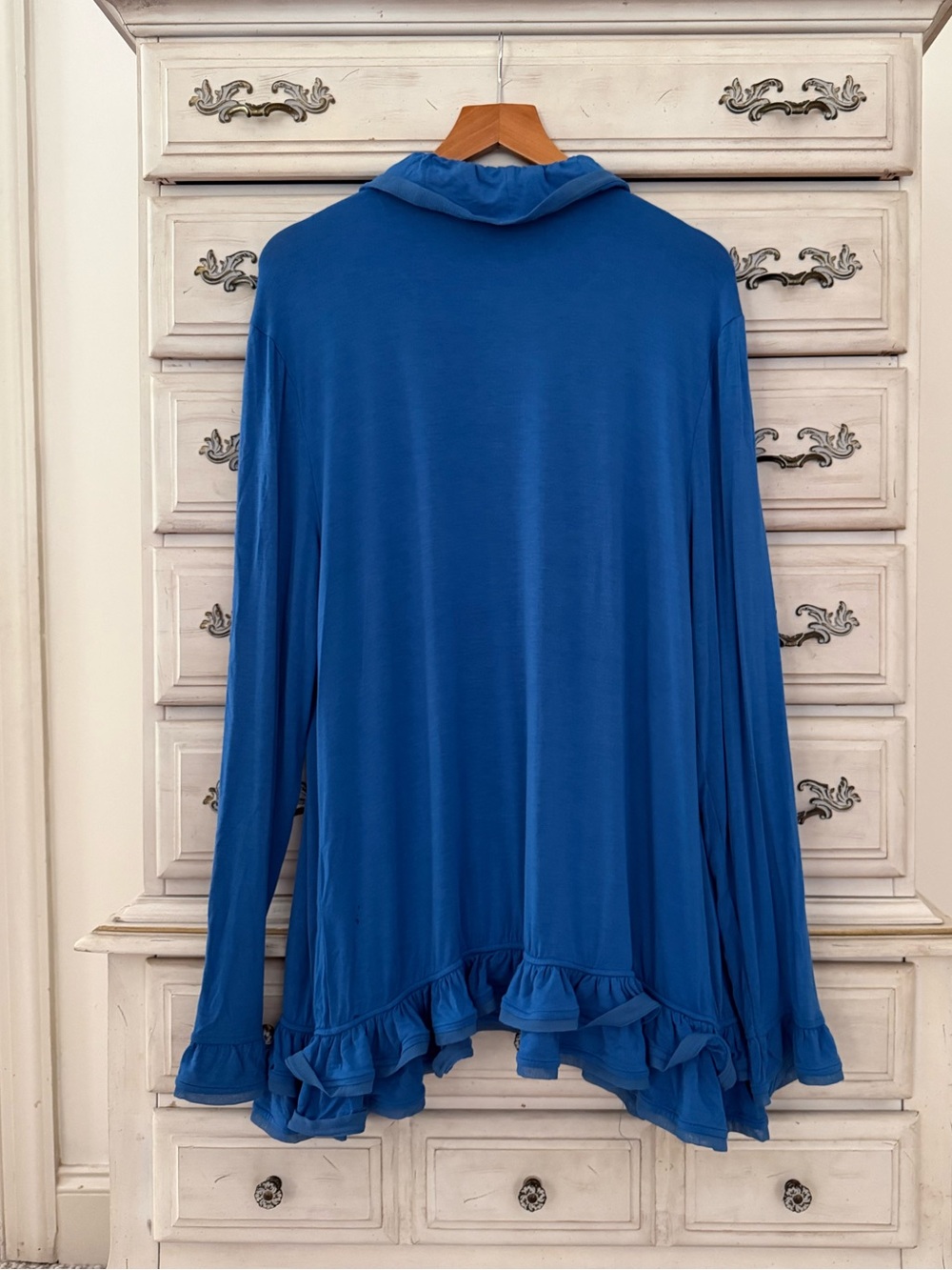 Blue Ruffle Button Cardigan - Picture 3 of 4